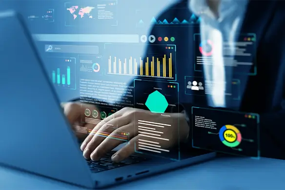 business advisor analyzing data